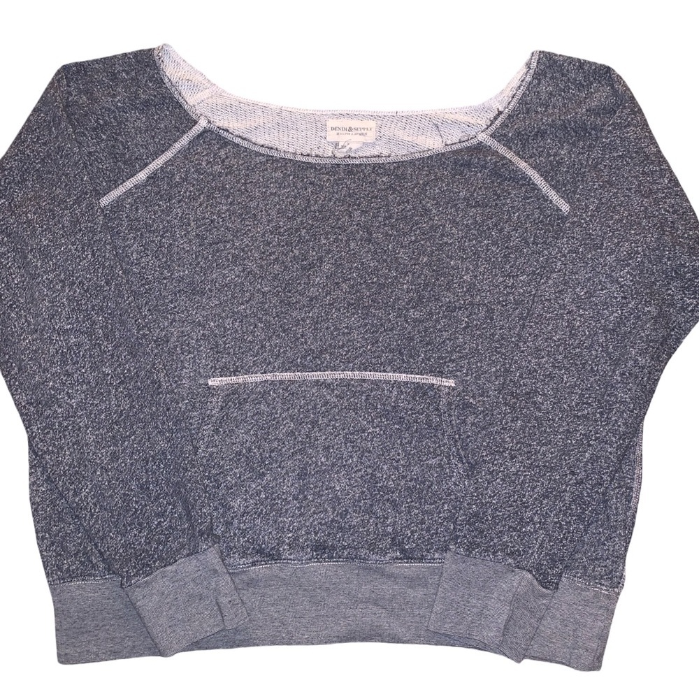 Denim & Supply Ralph Lauren Textured Gray Sweatshirt size XL distressed